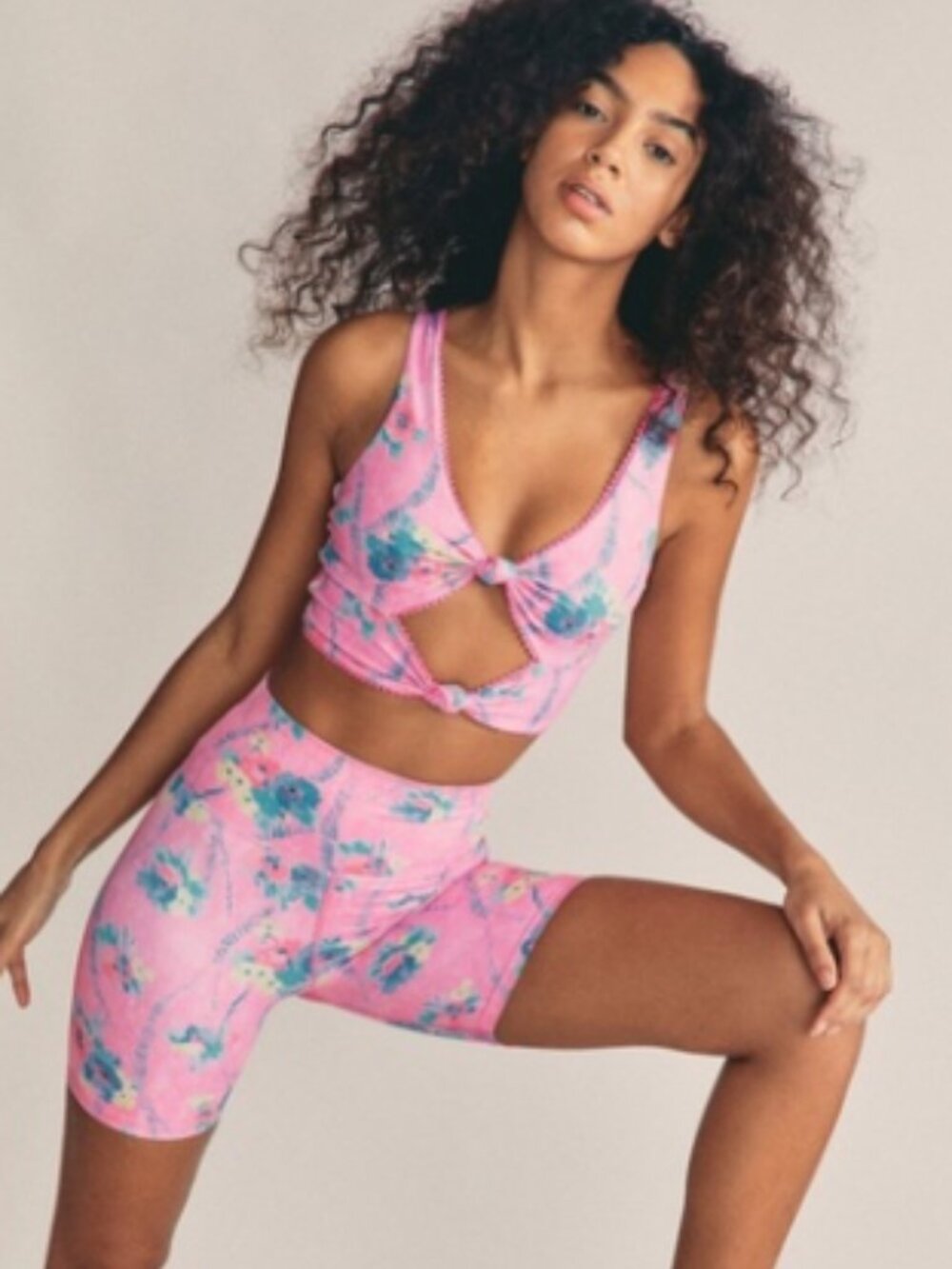 LOVESHACKFANCY x BEACHRIOT Pink Floral Bra and Short Set XS